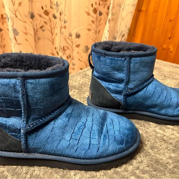 UGG | Shoes | Ugg Classic Mini Ii Croc Velvet Navy Blue  display picture 2